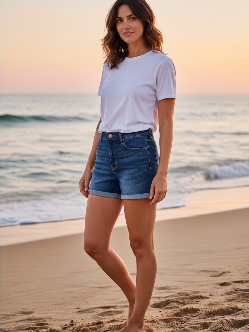 Denizen by Levi’s High Rise, Cuffed, Dark Wash Shorts Size14 - Picture 2 of 8